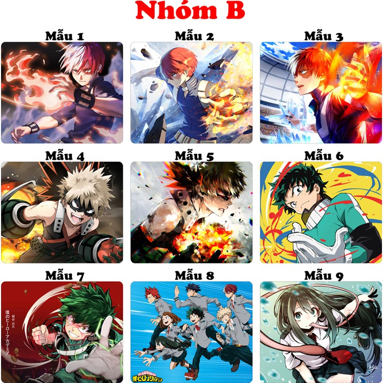 &lt;18 mẫu&gt;Lót chuột máy tính Anime Boku no Hero Academia kích cỡ bàn di chuột lớn 20x24cm chất liệu mouse pad cao su