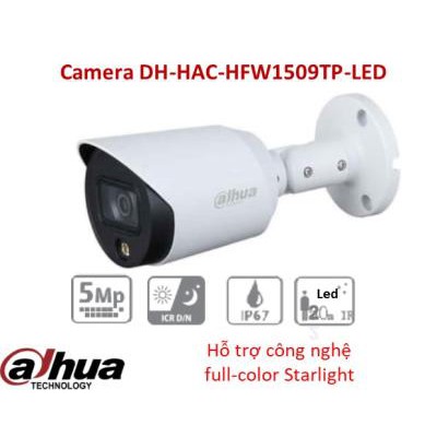 Camera Thân 5MP Fullcolor Dahua DH-HAC-HFW1509TP-LED 1 LED (DSS bảo hành 24T)