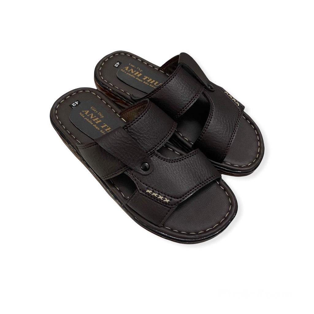 Dép nam quai ngang khâu viền chắc chắn hàng tận xưởng màu nâu đen/đen/nâu đỏ ms 048