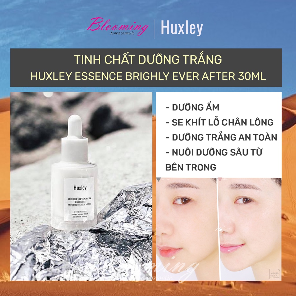 Bộ 3 Dưỡng Trắng Da, Giúp Da Mịn Màng, Cải Thiện Tone Da Sạm Màu Do Môi Trường Ô Nhiễm Huxley Brightening Trio BLOOMING