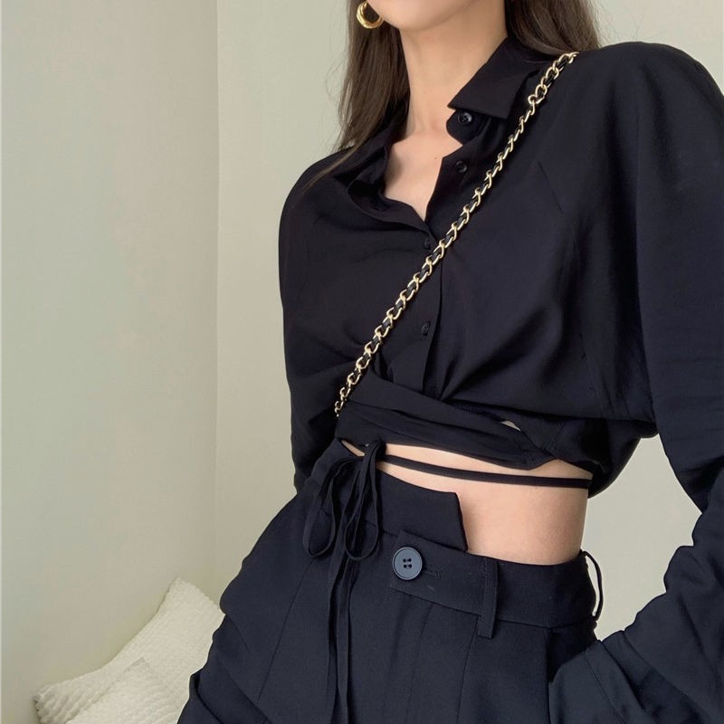Set Áo Sơ Mi Lửng Dài Tay + Quần Dài Xẻ Tà Thời Trang Hè 2021 Cho Nữ | BigBuy360 - bigbuy360.vn