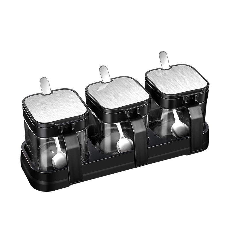 Set 3 hộp đựng gia vị(đi kèm đế đựng và thìa)