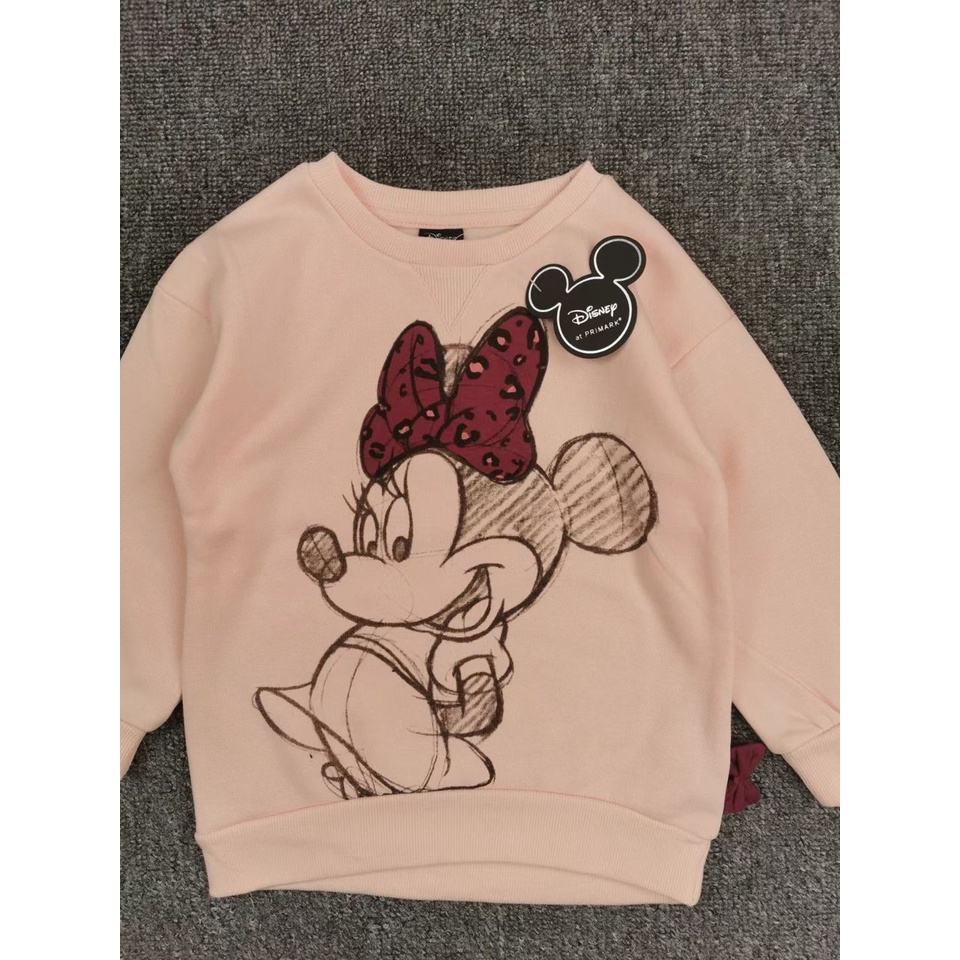 Áo nỉ bông dài tay thu đông Disney màu hồng mickey cho bé gái