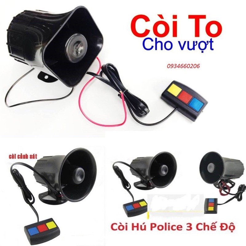 Còi Hú 3 Chế Độ, Còi Xin Vượt, Còi Cảnh Sát gắn xe máy các loại