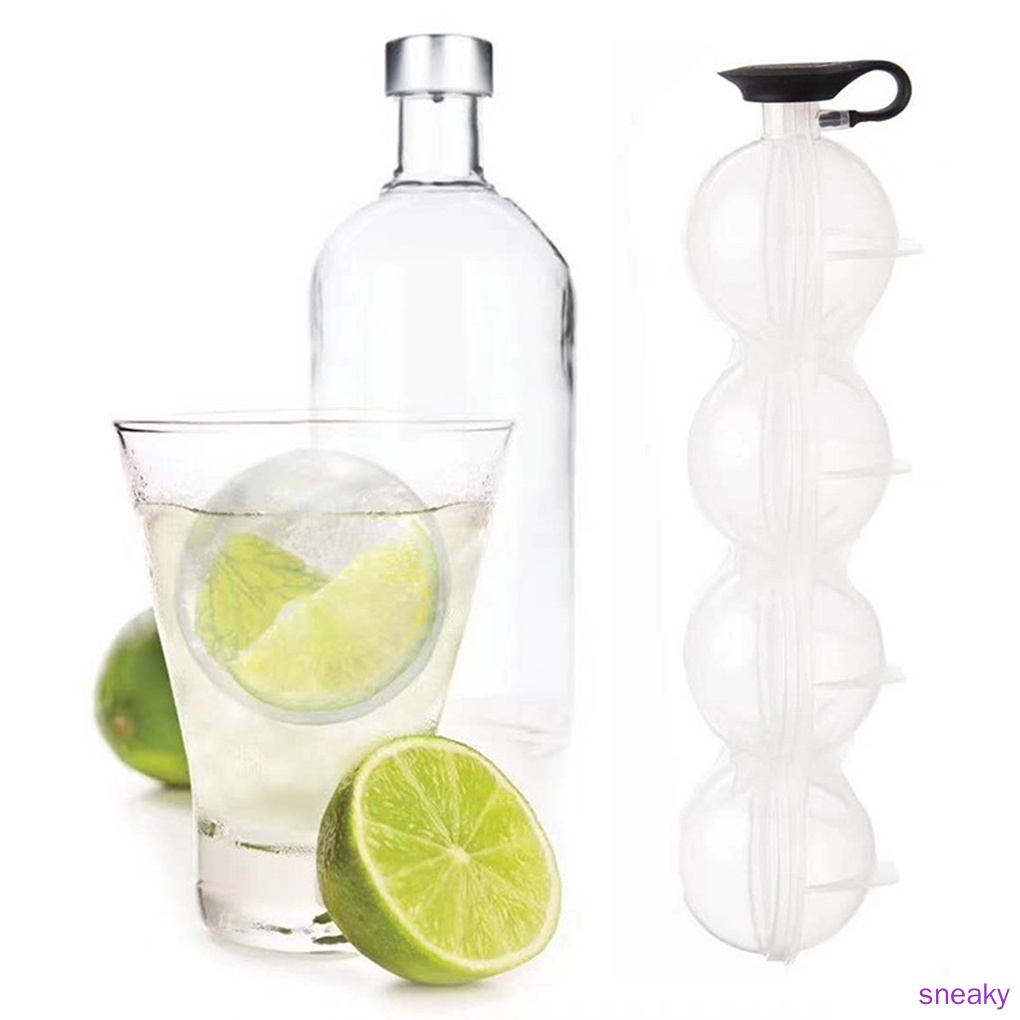 Khuôn Silicone Làm Đá Viên 4 Ngăn Hình Tròn Diy