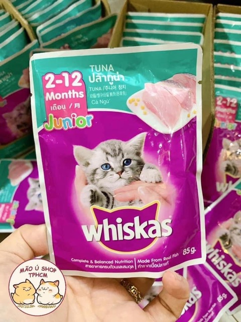 WHISKAS PATE GÓI 85g (MÈO LỚN-MÈO CON)