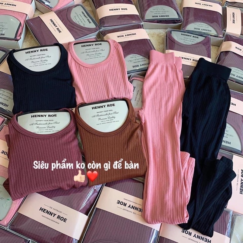 Bộ giữ nhiệt henny roe Bộ len tăm Bộ ngủ Áo giữ nhiệt