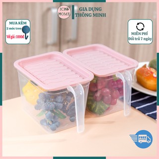 Hộp Nhựa Đựng Thực Phẩm Có Quai Cầm Có Nắp Đậy, Hộp Đựng Bảo Quản Hoa Quả Thiết Kế Đẹp Mắt  [ Có Quà Tặng Kèm]
