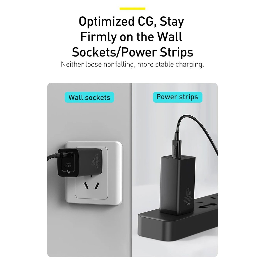 Cốc sạc nhanh siêu nhỏ Baseus 65W GaN2 Lite Quick Charge 4.0 3.0 PD Sạc Nhanh Cho IPhone12 Xiaomi Macbook Pro Loại C