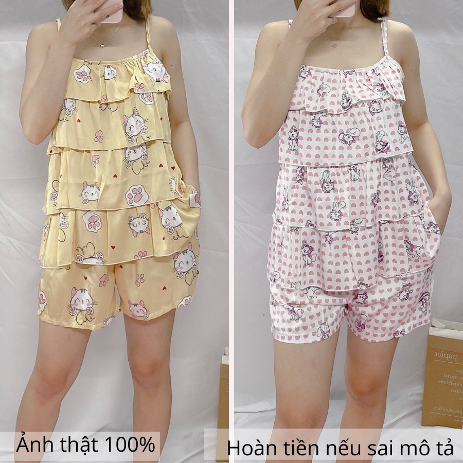 Bộ Hai Dây Dây Rút Mặc Nhà Xếp Tầng Xinh Xắn - Awi Sleepwear