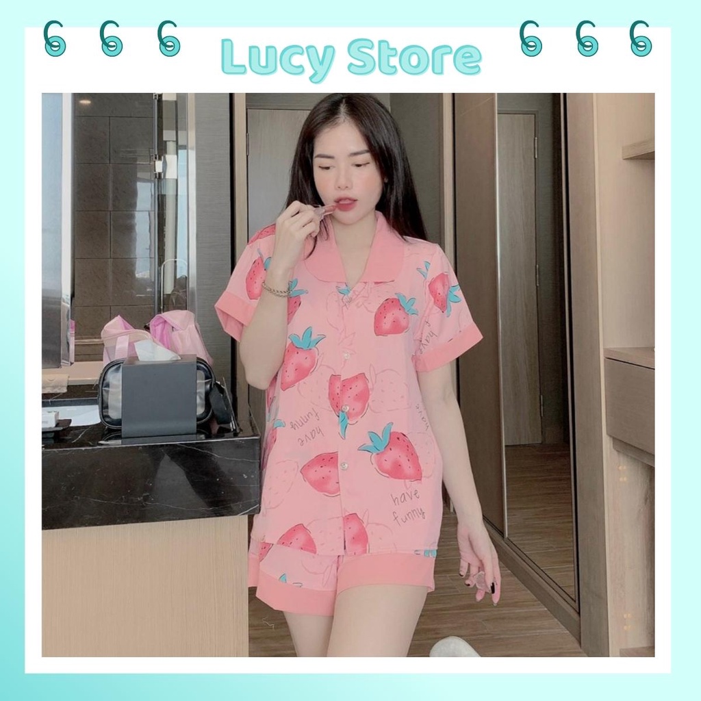 Đồ ngủ pijama bộ mặc nhà cộc tay lụa mát hoạt hình dễ thương Lucy Store