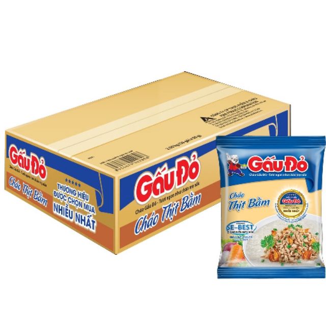 Cháo Gấu Đỏ thịt bằm thùng 50 gói x 50g