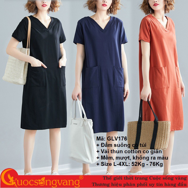 Váy đầm suông có túi váy đầm thun big size GLV176 Cuocsongvang