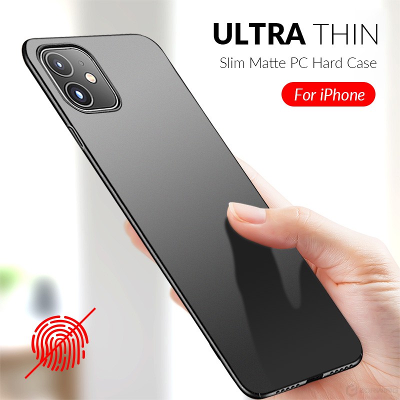 Ốp lưng PC cứng siêu mỏng cho iPhone 12 11 Pro Max Vỏ bảo vệ lưng mỏng, mờ Ốp lưng chống sốc cho iPhone 7 8 Plus