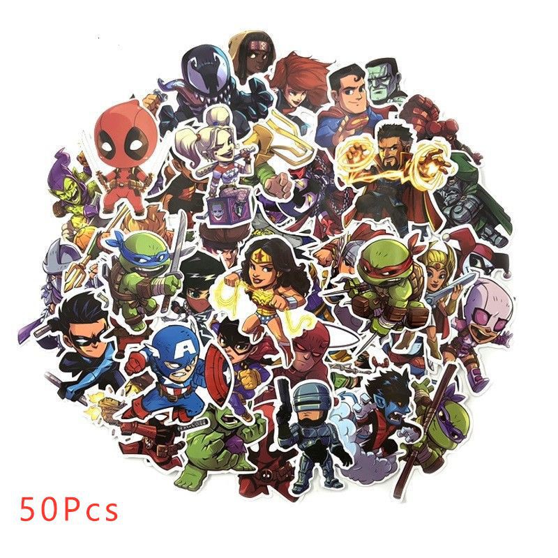 DC Bộ 50 Miếng Dán Trang Trí Hình Siêu Anh Hùng Marvel