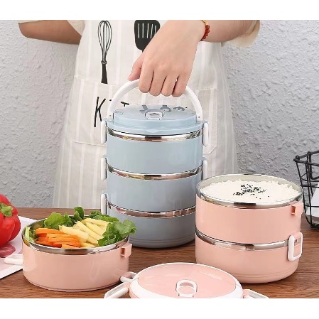 Cặp lồng giữ nhiệt 4 tầng ruột inox 304 cao cấp chống rỉ, Hộp cơm văn phòng, Cà Mên Đựng Cơm, dung tích 2,8L