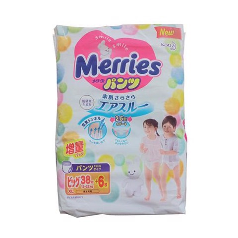 Tã quần Merries (size XL(38+6) từ 12 -22 kg )