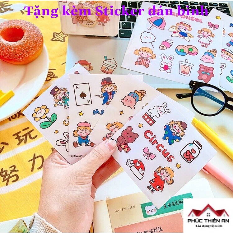 Bình nước 2L có chia vạch nhắc nhở - Siêu dễ thương