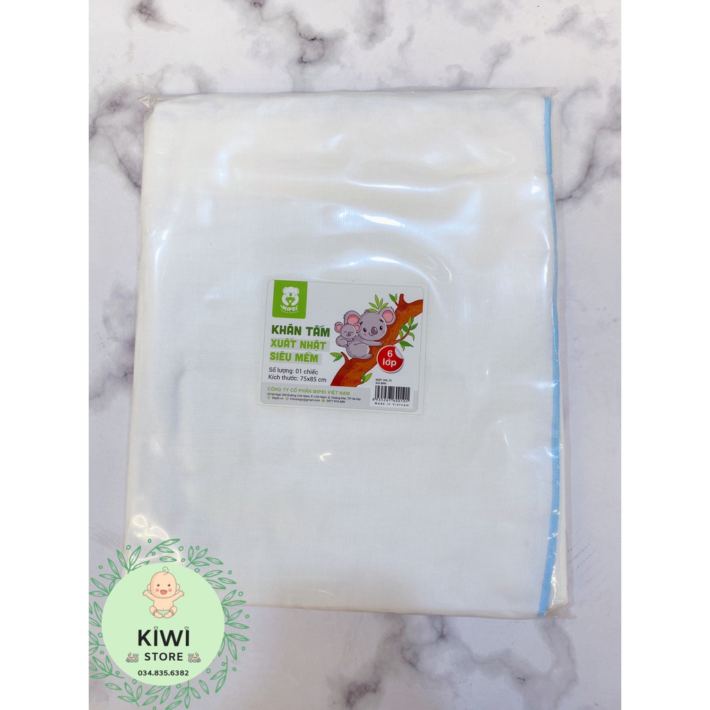 Khăn tắm xuất nhật siêu mềm Mipbi 4/6l ớp ( gói 1 chiếc 75x85)