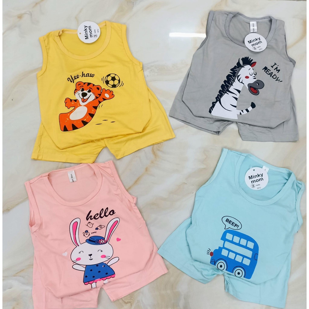 Bộ thun lạnh balo in hình thú ngộ nghĩnh cho bé từ 6-17kg