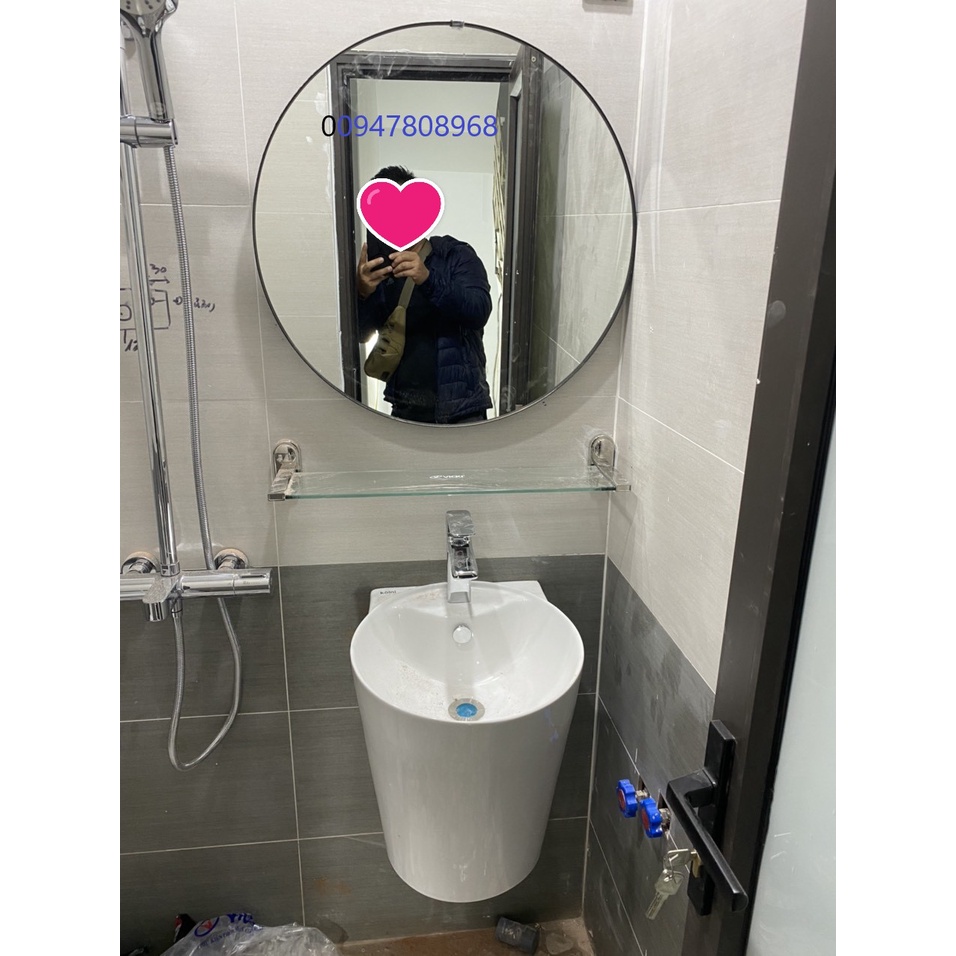 Chậu rửa mặt treo tương ,chậu lavabo trònvành mỏng cho nhà vệ sinh nhỏ