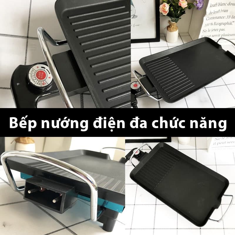 Bếp nướng điện công suất lớn 1800W, bếp nướng điện không khói chín cực nhanh, tiết kiệm điện năng