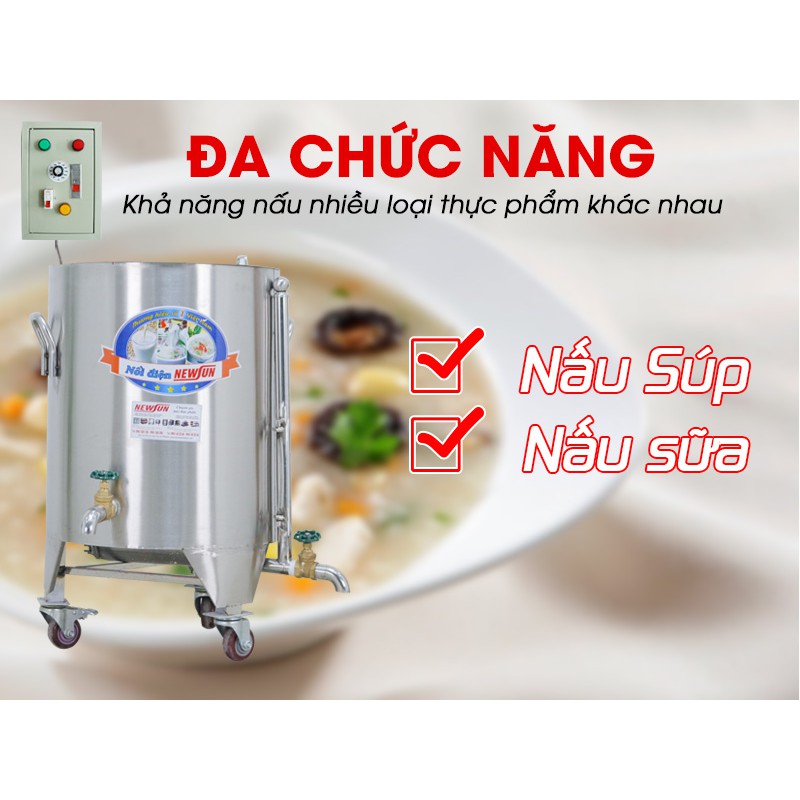 Nồi nấu cháo công nghiệp bằng điện NEWSUN 50L - Hàng chính hãng - Bảo hành 12 tháng - Nấu nhanh, năng suất lớn