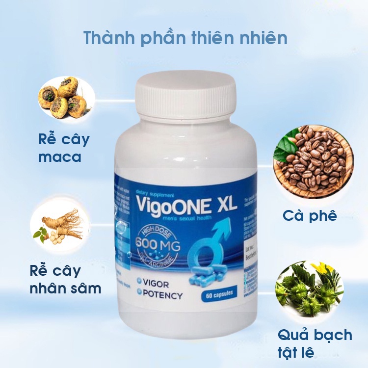 Sinh Lý Nam VigoOne XL 600mg Hộp 60 Viên Dành Cho Người Xuất Tinh Sớm Yếu Sinh Lý Nhập Khẩu Ba Lan