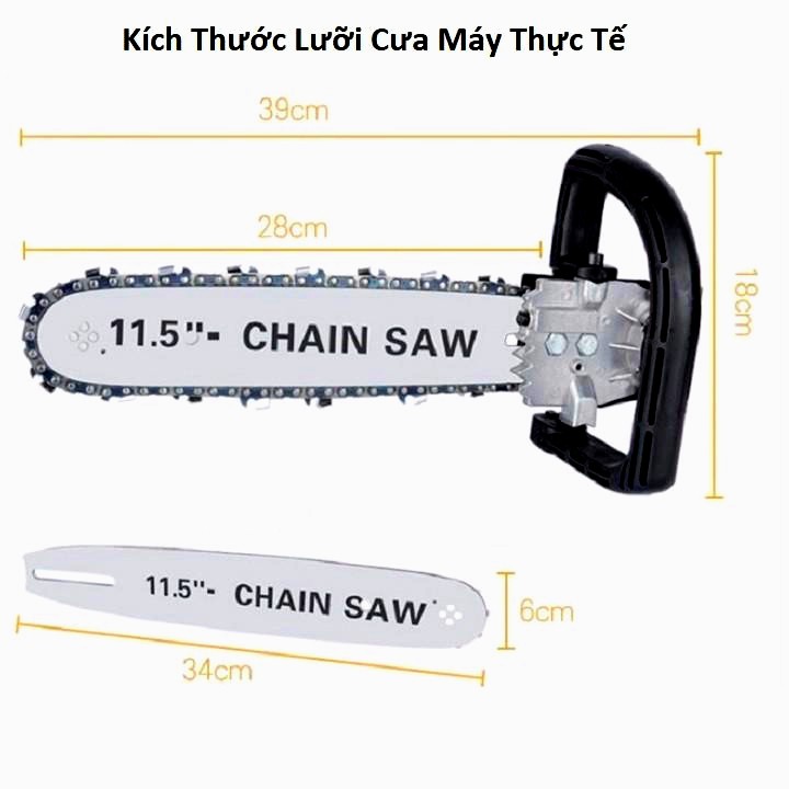 Bộ lưỡi cưa xích gắn máy mài, máy cắt cầm tay 11.5 inch cho máy M10 - M13 có hộp tra nhớt