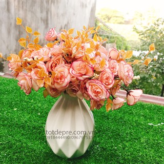 Bó hoa hồng tỉ muội bằng lụa
