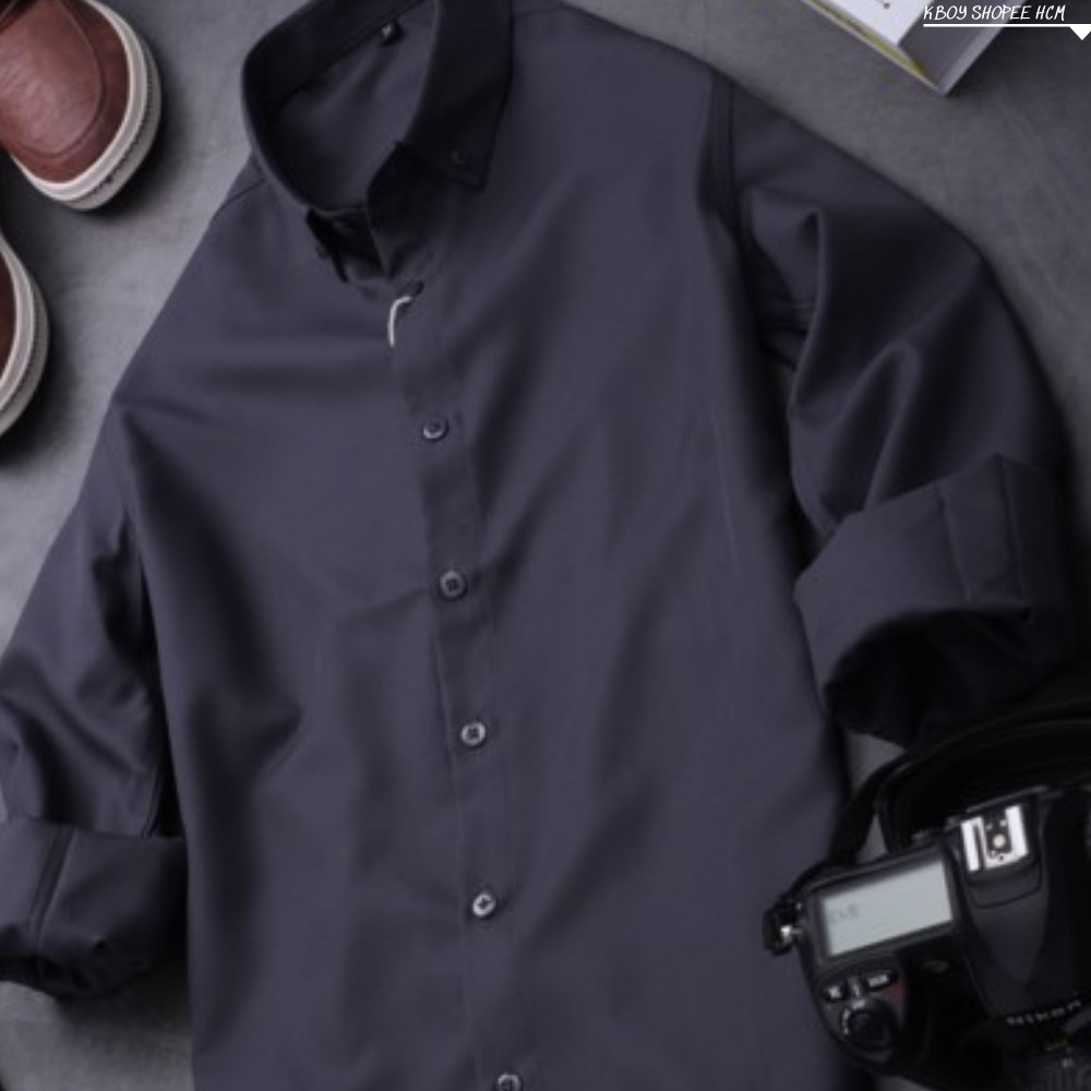 Áo sơ mi tay dài Trơn cao cấp - Bigsize, nhiều màu, trắng, đen, xám đậm, đỏ tươi - A068