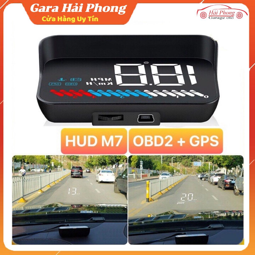 Bộ HUD Ô tô M7 OBD GPS Hiển Thị Tốc Độ Thông Tin Lên Trên Kính Lái Giá Rẻ- BH 6 tháng