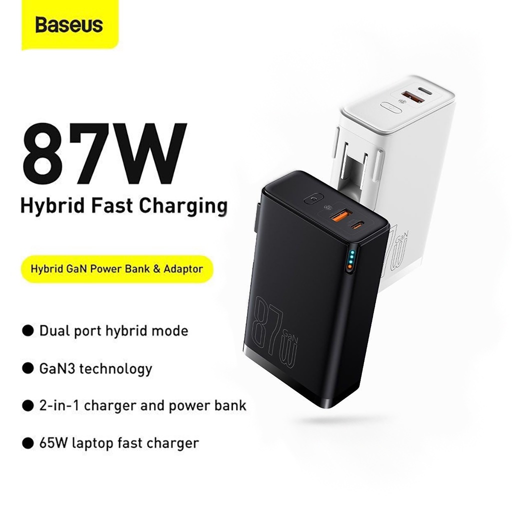 Bộ Sạc Siêu Nhanh Kiêm Pin Dự Phòng Cao Cấp Baseus Power Station 4 Hybrid GaN3 Power Bank Adaptor 10000mAh 87W