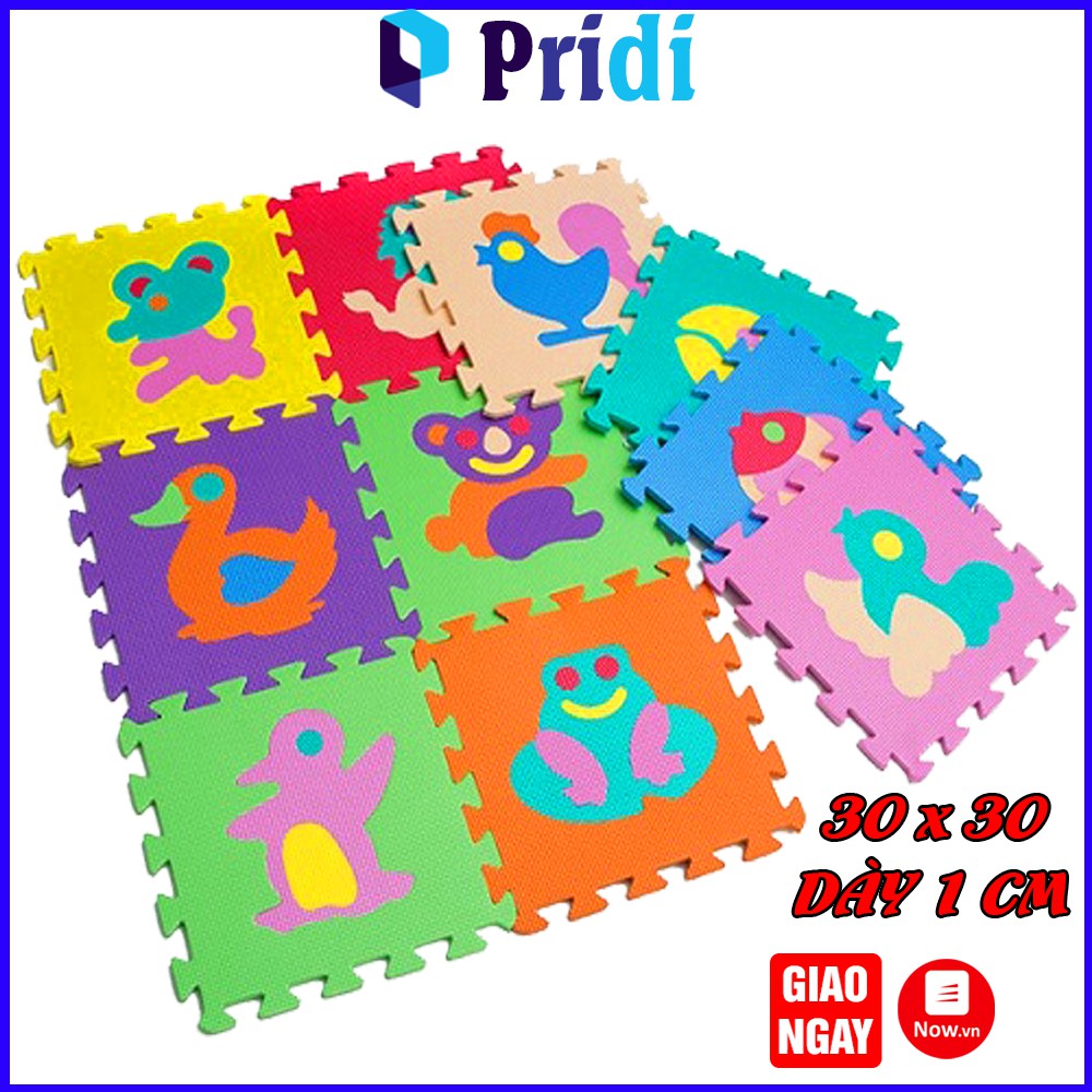 Bộ 10 Miếng Thảm Xốp Ghép Lót Sàn Hình Con Vật - Thảm Xốp Trải Sàn Cho Bé 30 x 30 cm, Đồ Chơi Trẻ Em PRIDI