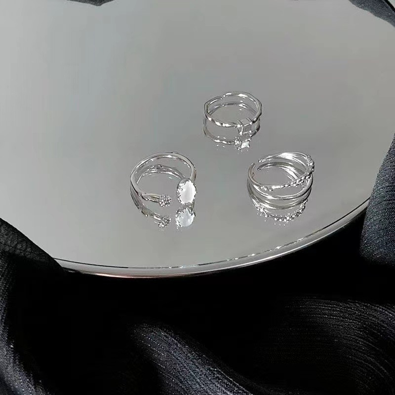 Set Nhẫn Hai Lớp Đính Đá Thời Trang Dành Cho Nữ