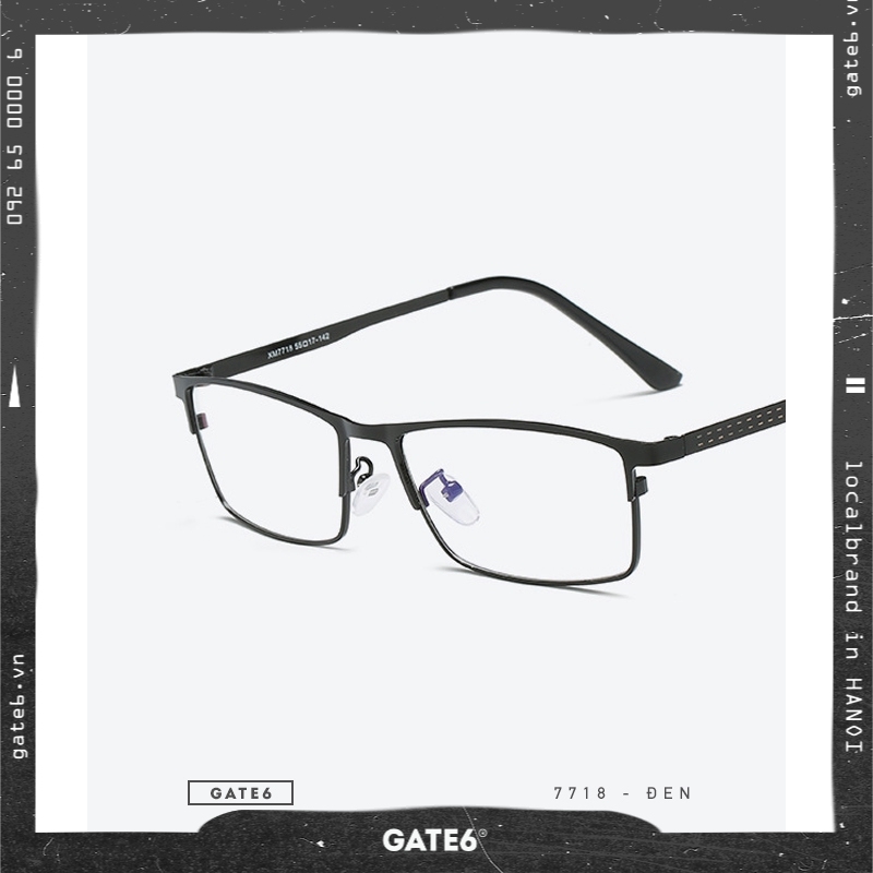 Kính Unisex Thời Trang Vintage - 7718 - Đen [Tặng bao da + móc khoá]