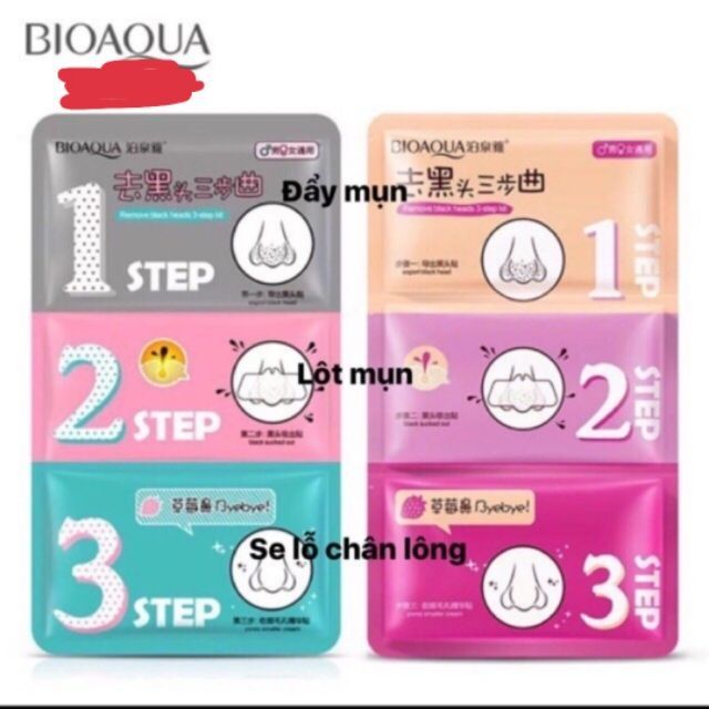 Set lột mụn mũi 3 bước của Bioaqua