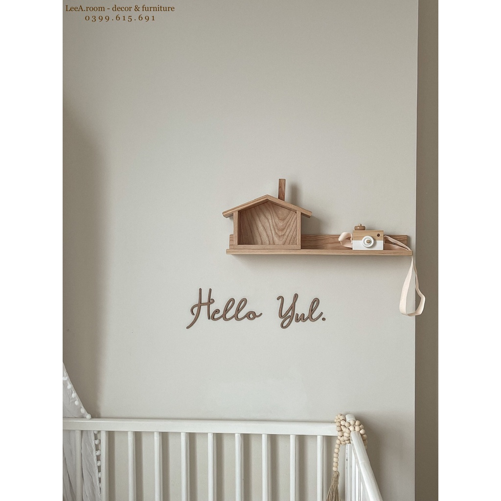 Kệ Gỗ Gắn Tường Kèm Ngôi Nhà Gỗ Decor Phòng Em Bé