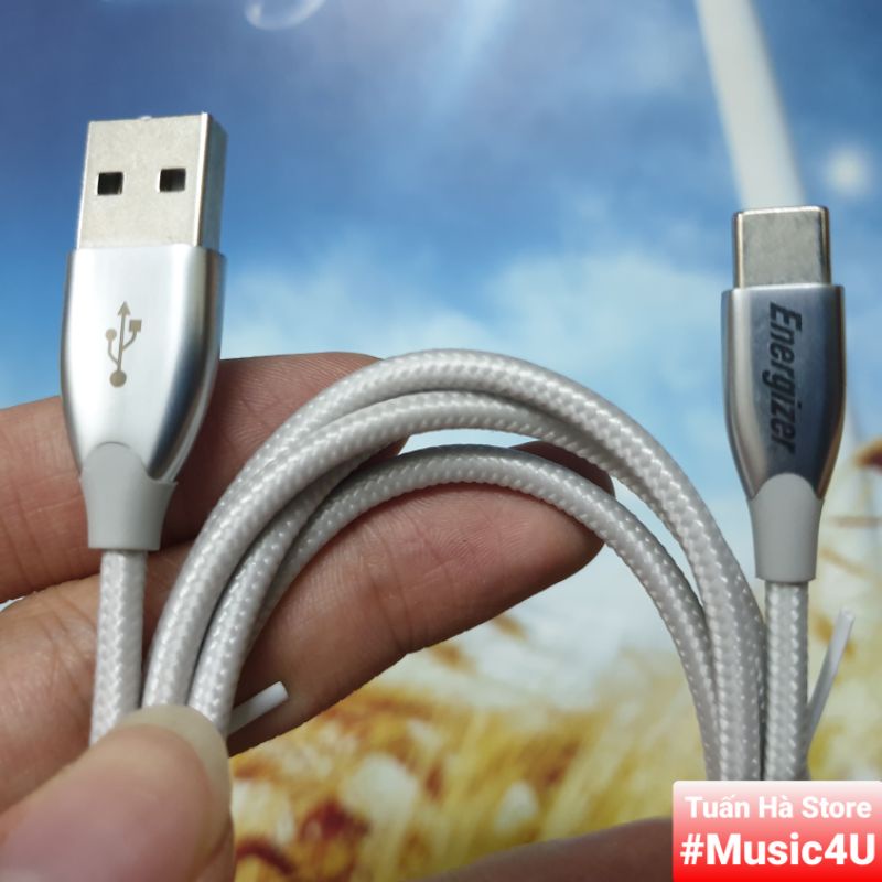 Củ cốc dây cáp sạc nhanh Energizer USB Type C bọc dù lõi thép 18W siêu bền Tuấn Hà Store