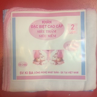 Gói 10 chiếc khăn xô kiba 2 lớp siêu thấm