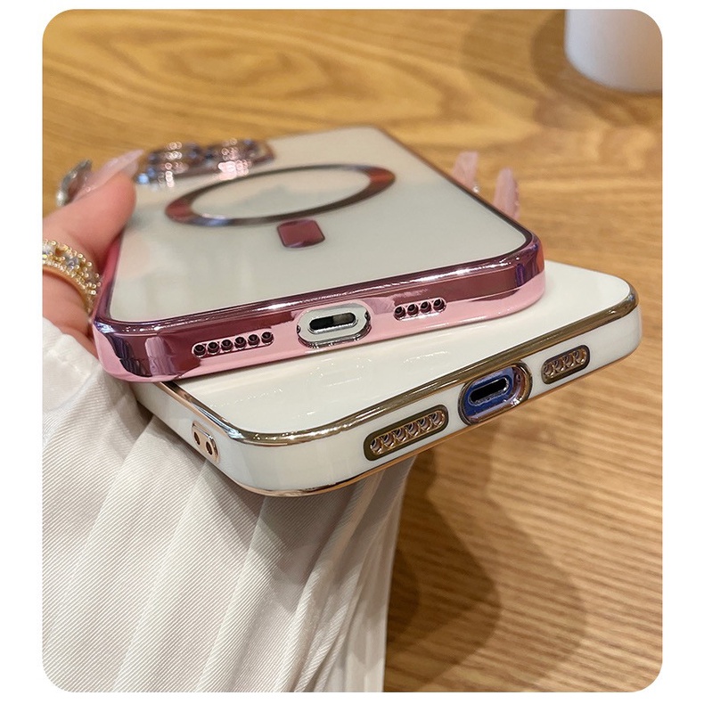 Ốp Điện Thoại Silicon Nam Châm Trong Suốt Sang Trọng Cho iPhone 14 Plus 13 12 11 Pro Max