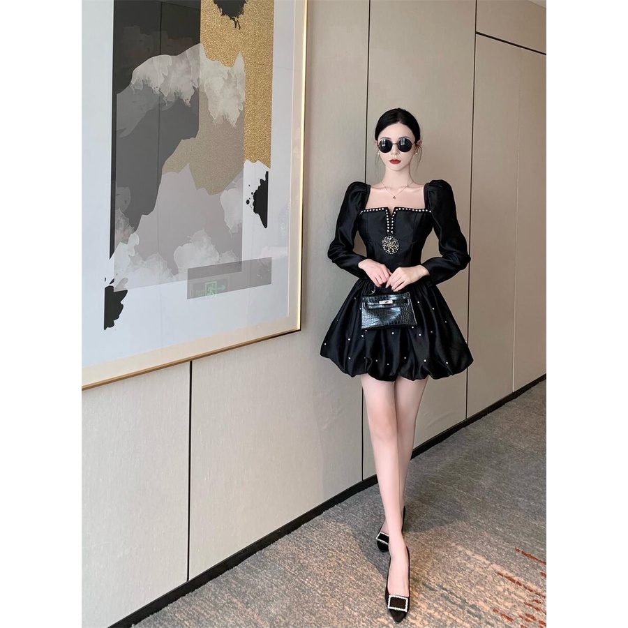 Váy Đầm Xòe Kiểu Pháp Hepburn Màu Đen Tay Phồng Phù Hợp Dự Tiệc Da Hội Sang Chảnh Hàng Thiết Kế Cao Cấp Độc Đáo Mẫu Mới | BigBuy360 - bigbuy360.vn