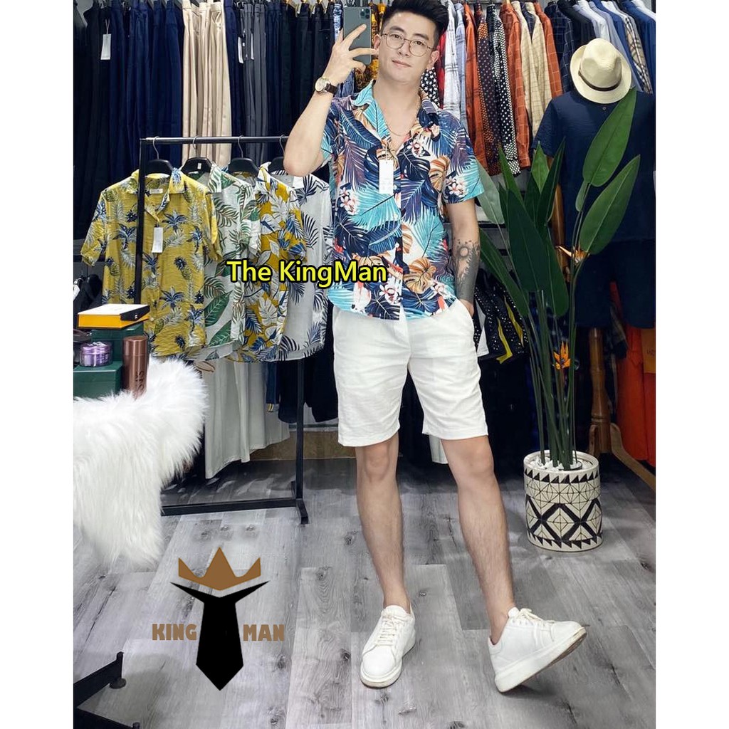 [FREESHIP] Áo đũi sơ mi, Áo nhóm đi biển có cổ họa tiết hoa lá Kingman | BigBuy360 - bigbuy360.vn