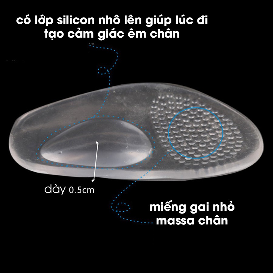 Bộ 2 Miếng Lót Mũi Giày Silicon Bản To Kích Size, Chống Đau Chân
