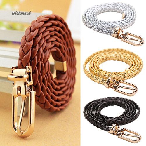 ☀Thắt Lưng Da PU Sợi Mảnh Màu Trơn Thời Trang Cho Nữ