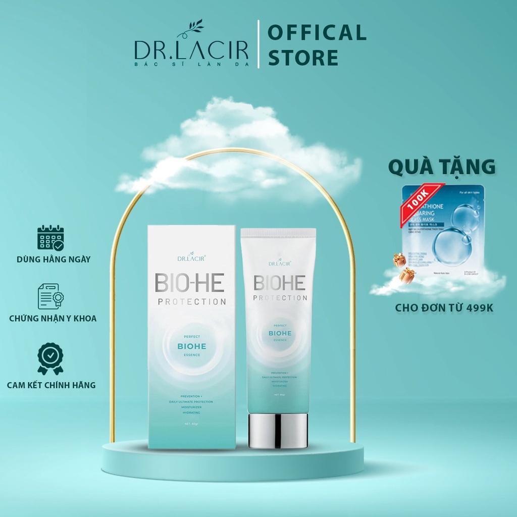 Kem chống nắng trắng da sinh học Dr. Lacir Bio-he bảo vệ da khỏi tia HEV 60ml LM08