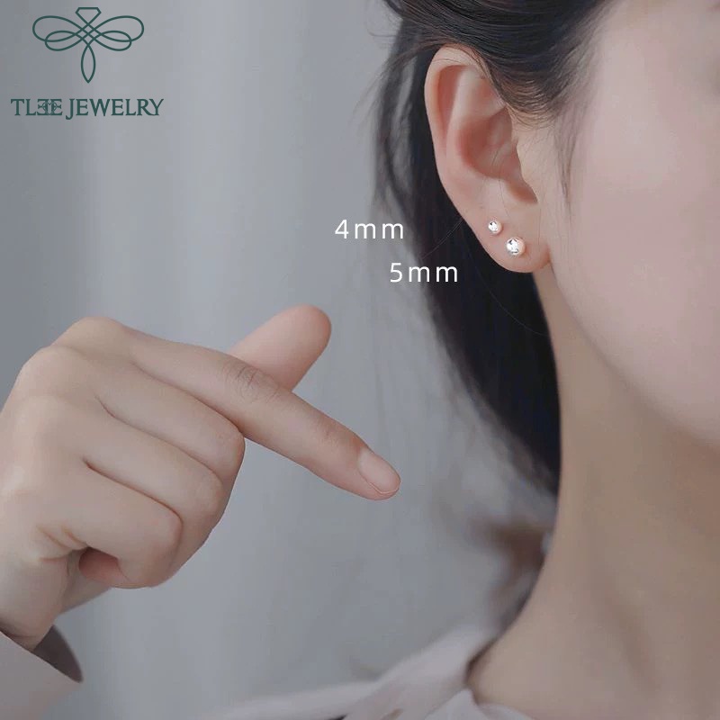 Khuyên tai bạc unisex TLEE bi minidot basic cá tính TleeJewelry B0207