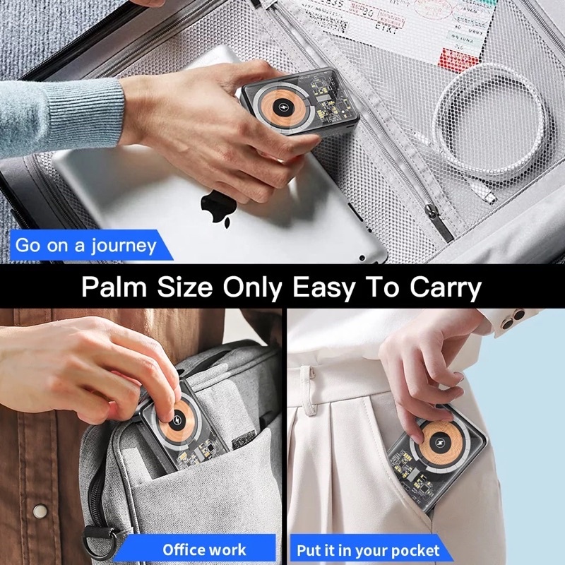 Pin sạc dự phòng không dây WEKOME tích hợp sạc nhanh PD20 W 10000mAh trong suốt