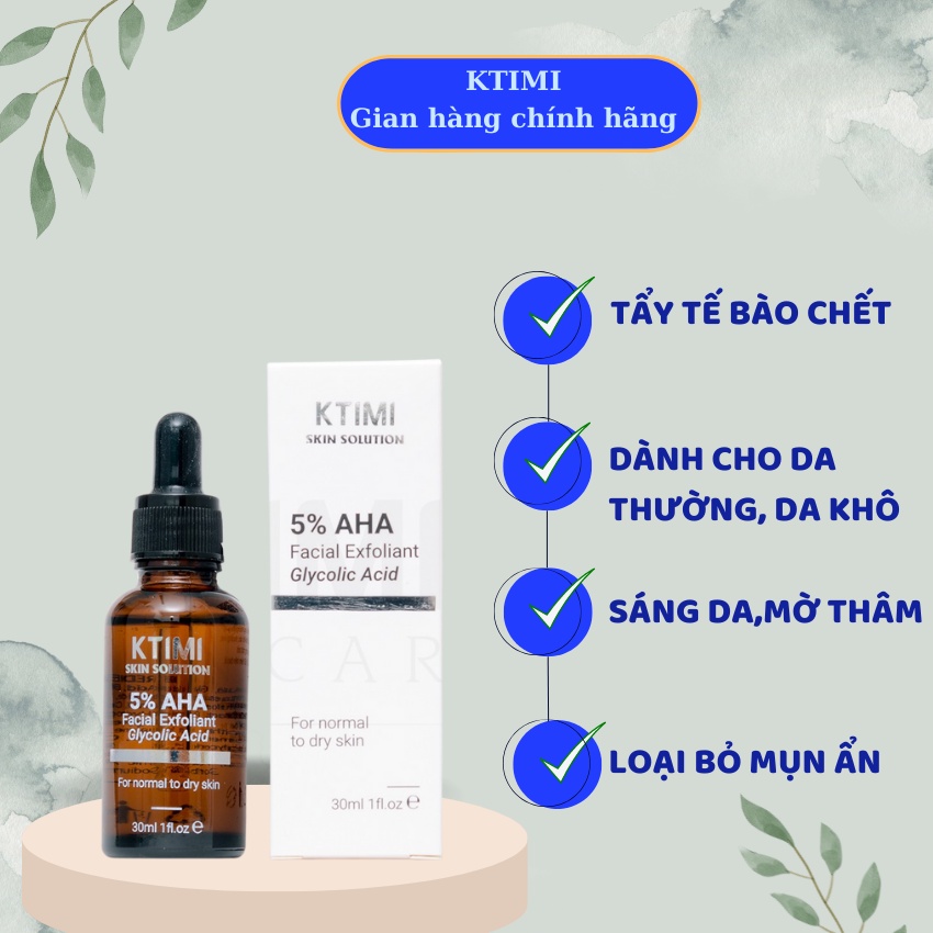 KTIMI - TẨY TẾ BÀO CHẾT 5% AHA Facial Exfoliant Glycolic Acid