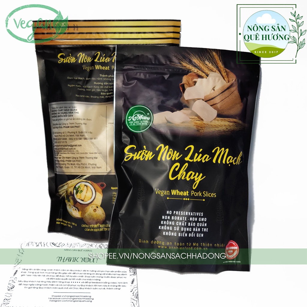 Sườn non lúa mạch chay An Nhiên - Giàu dinh dưỡng cho chế độ ăn chay, lành mạnh với sức khỏe , túi 150g